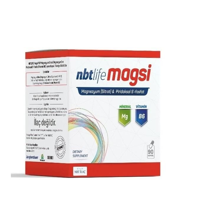 NBTLife Magsi -Magnezyum Sitrat + Piridoksal 5 Fosfat 90 Kapsül