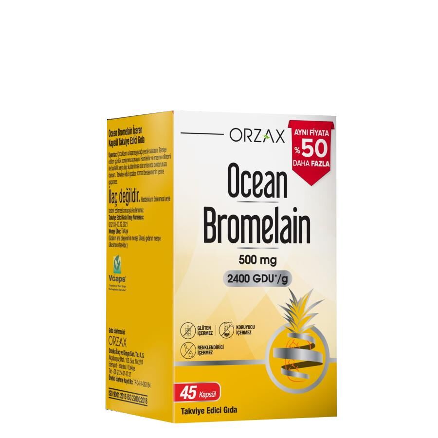Ocean Bromelain 500 MG 2400 GDU/g 45 Kapsül