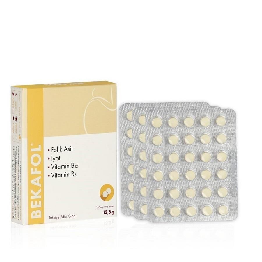 Bekafol Folik Asit İyot Vitamin B6 Vitamin B12 Tablet 90 lık