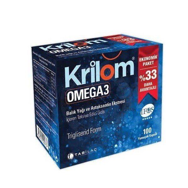 Krilom Omega-3 Astaksantin Soft Jel 100 Kapsül