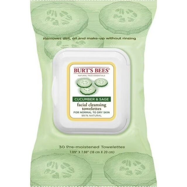 Burt's Bees Facial Cleansing Towelettes, Cucumber and Sage 30lu