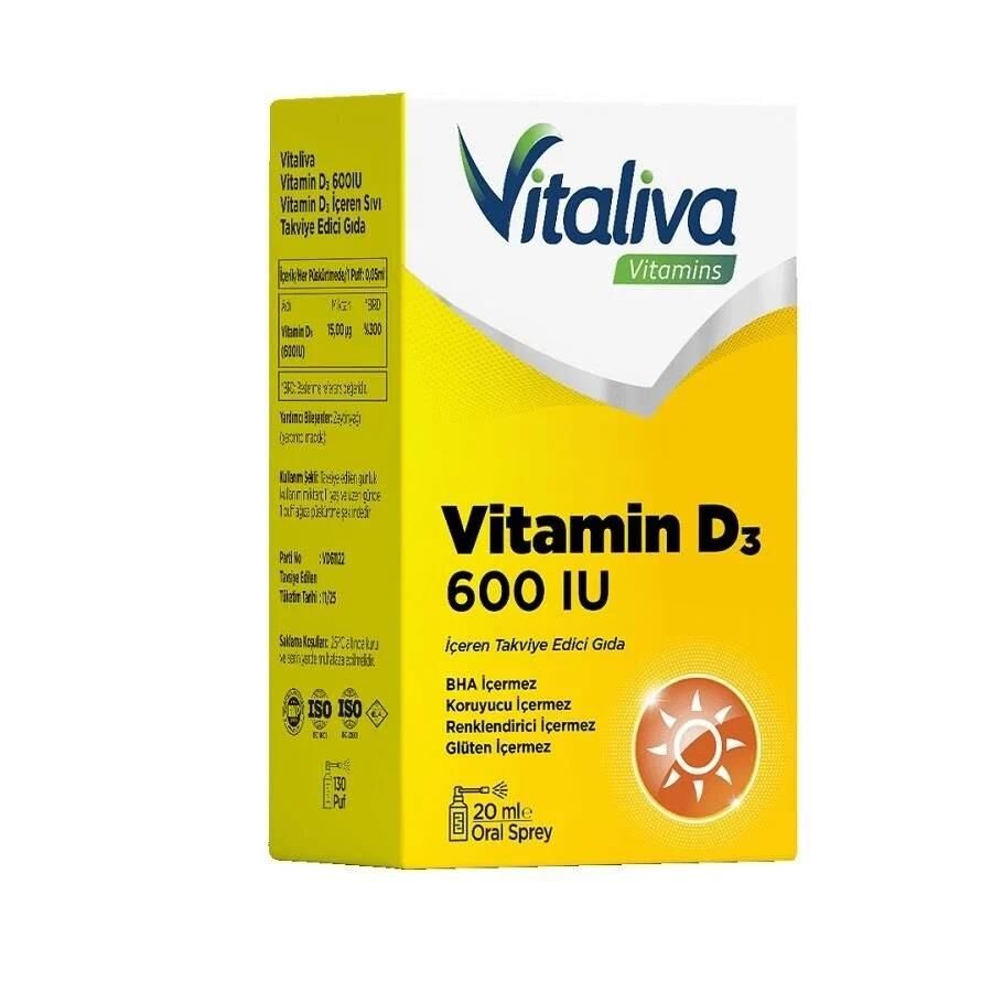 Vitaliva Vitamin D3 600IU Sprey 20Ml