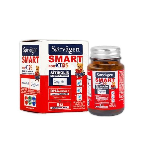 Sorvagen Smart KIDS Sitikolin DHA Omega 3 ve Vitamin B12 60 Kapsül