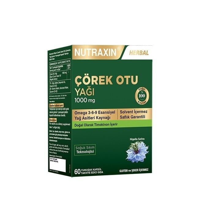 Nutraxin Çörek Otu Yağı 1000 mg 60 Kapsül