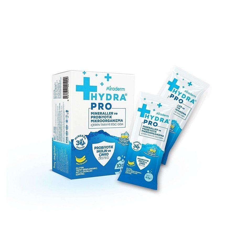 Miraderm Hydra Pro Mineraller ve Probiyotik içeren 10 Saşe