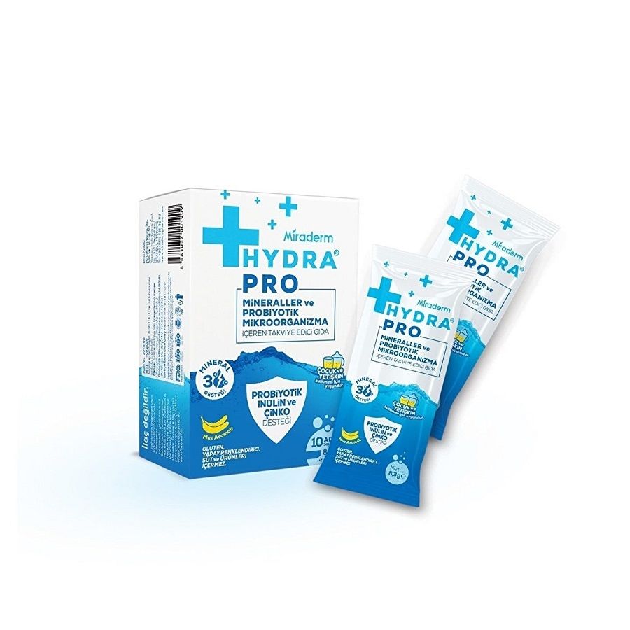 Miraderm Hydra Pro Mineraller ve Probiyotik içeren 10 Saşe