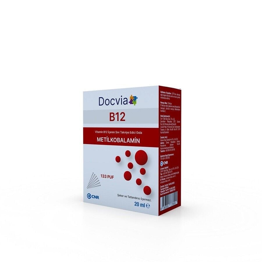 Docvia B12 Metilkobalamin Sprey Damla 133 Puf 20 ml