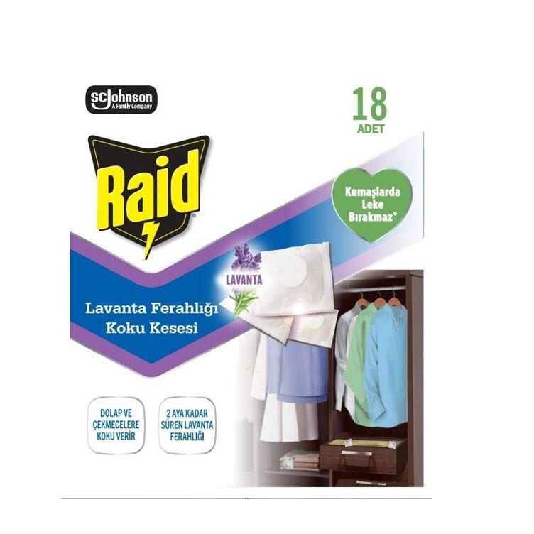 Raid Koku Lavanta Ferahlığı Koku Kesesi 18li