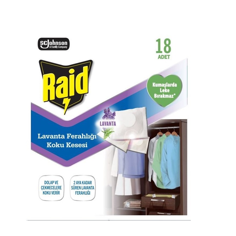 Raid Koku Lavanta Ferahlığı Koku Kesesi 18li