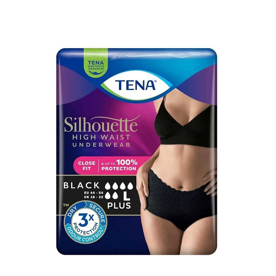 TENA Silhouette Plus Yüksek Bel Emici Külot Siyah Large Boy 8'li (L)