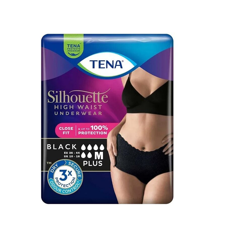 TENA Silhouette Plus Yüksek Bel Emici Külot Siyah Medium Boy 9'lu (M)