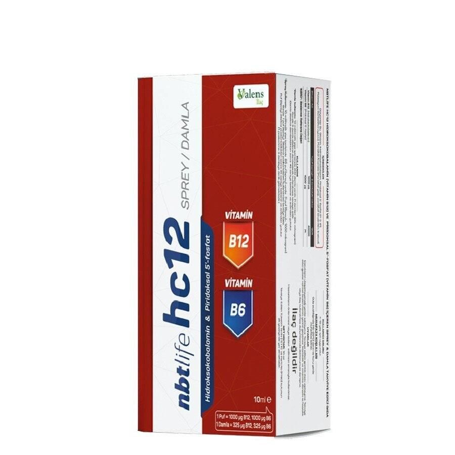 NbtLife HC12 Sprey / Damla 10ml - Hidroksikobalamin + Piridoksal 5 - Fosfat