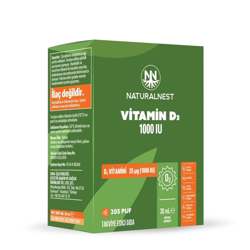 Naturalnest Vitamin D3 1000 IU Sprey 30 ml