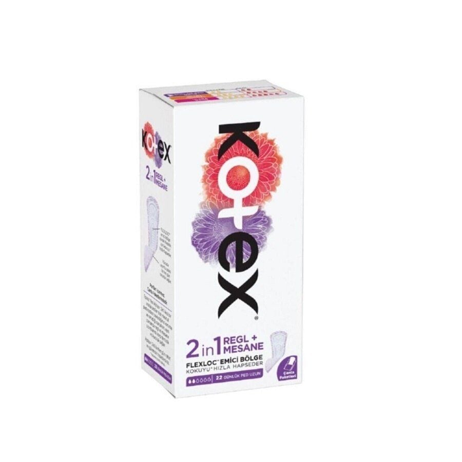Kotex 2in1 Regl Mesane Günlük Ped 22 Li Uzun