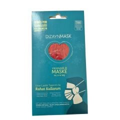 Dizaynmask Gümüş İyonlu Bez Maske Kırmızı Çocuk M 5-10 Yaş