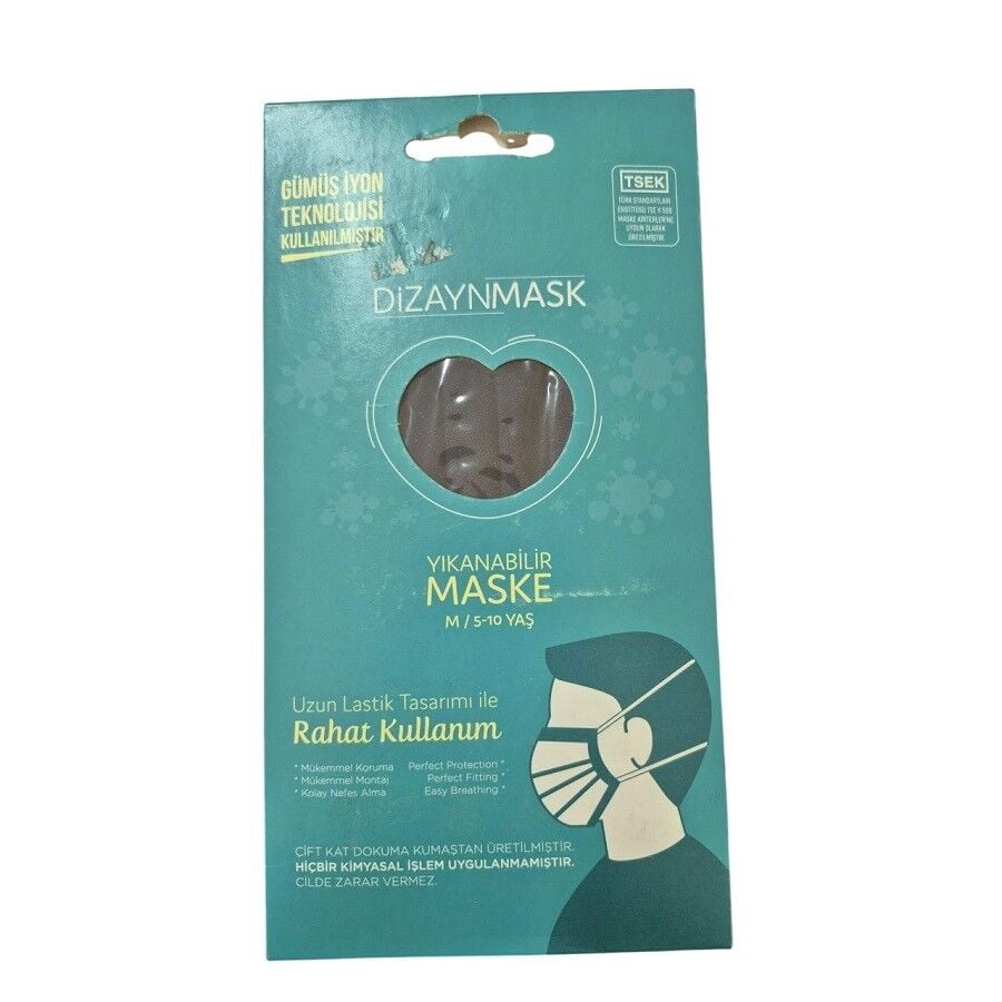 Dizaynmask Gümüş İyonlu Maske Lacivert Çocuk M 5-10 Yaş