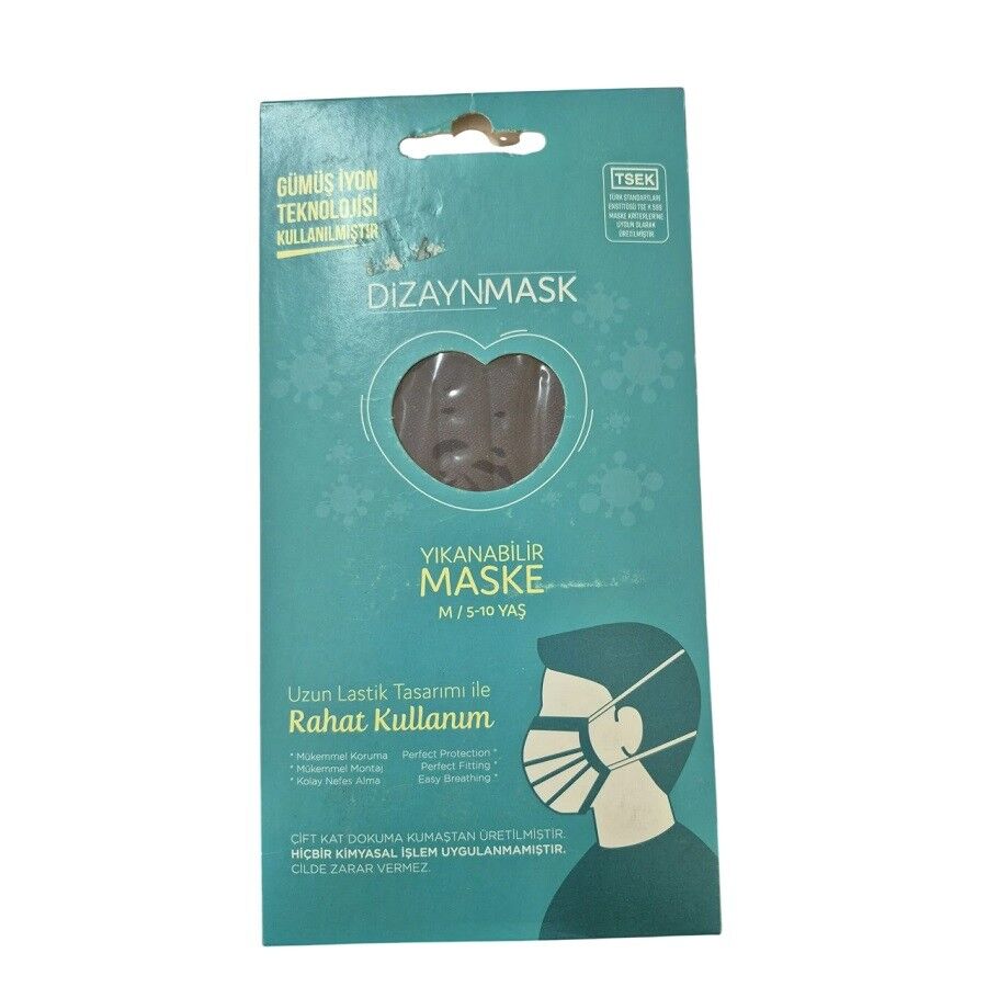 Dizaynmask Gümüş İyonlu Maske Lacivert Çocuk M 5-10 Yaş
