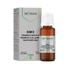 Venatura Vitamin D3K2 Vitamin D3 1000IU Vitamin K2 11.25mcg Damla 20ml