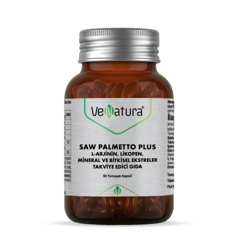 Venatura Saw Palmetto Plus L-Arjinin Likopen Mineral ve Bitki Ekstreleri 60 Kapsül