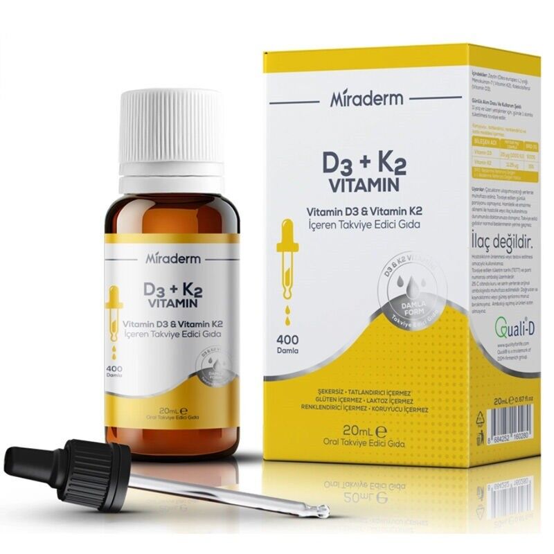 Miraderm Vitamin D3 + K2 Takviye Edici Gıda 20 ml