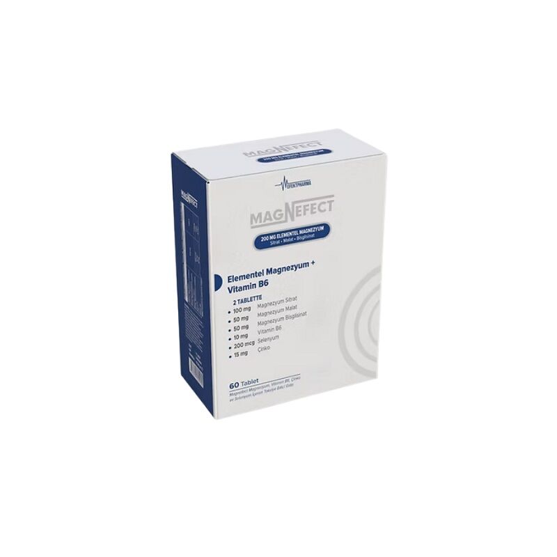 Magnefect 200 mg Elemental Magnezyum 60 Tablet