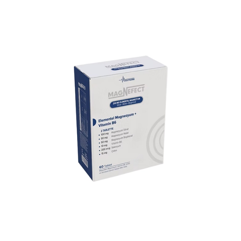 Magnefect 200 mg Elemental Magnezyum 60 Tablet