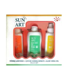 Sunart Güneş Set - Losyon SPF50+ 100 ml + Çocuk Spreyi 100 ml + Aloe Vera Jel 200 ml