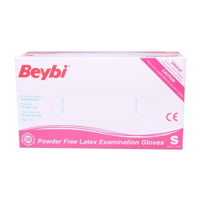 Beybi Latex Muayene Eldiveni Pudrasız Small 100'lü Paket