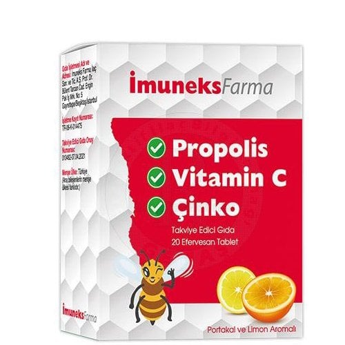 Imuneks Farma Propolis Vitamin C Çinko 20 Efervesan Tablet
