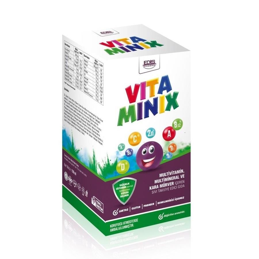 Vitaminix Multivitamin, Multimineral ve Kara Mürver Şurubu 150ml