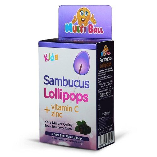 Multiball Kids Sambucus + Vitamin C Lollipops 5 Adet