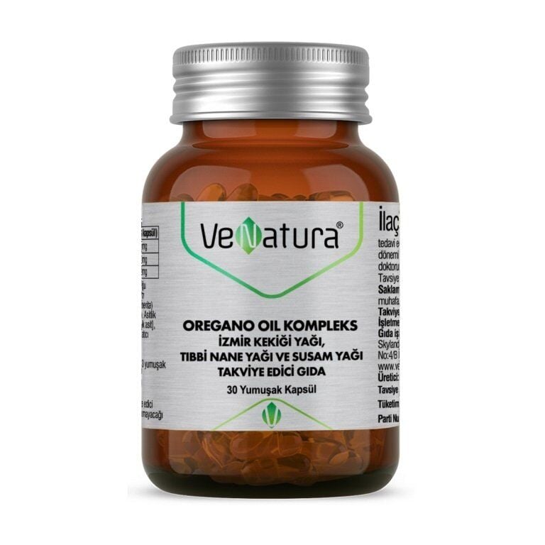 Venatura Oregano Oil Kompleks İzmir Kekik Yağı, Tıbbi Nane ve Susam Yağı 30 Kapsül