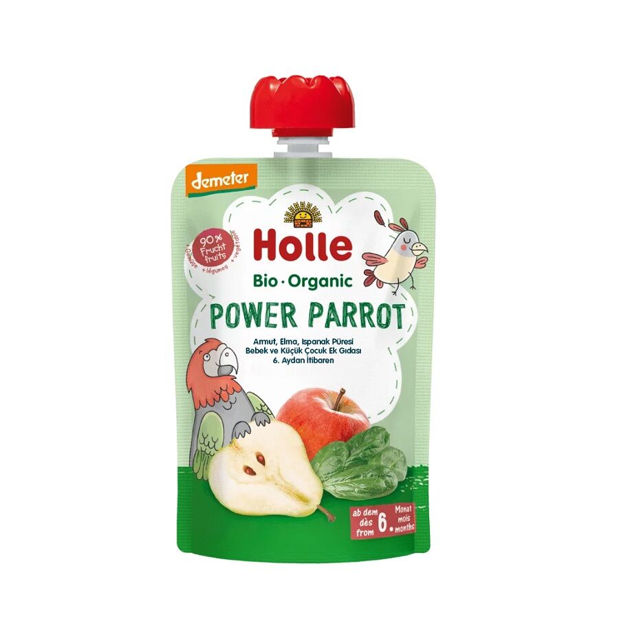 Holle Organik Power Parrot - Armut, Elma, Ispanak Püresi