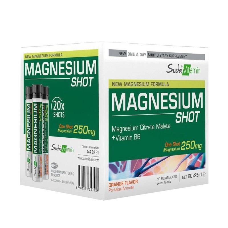 Suda Vitamin Magnesium Shot Orange 25 ml lik 20 Shot