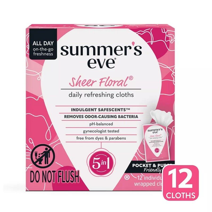 Summer's Eve Sheer Floral 5-in-1 Feminine Wipes 12li