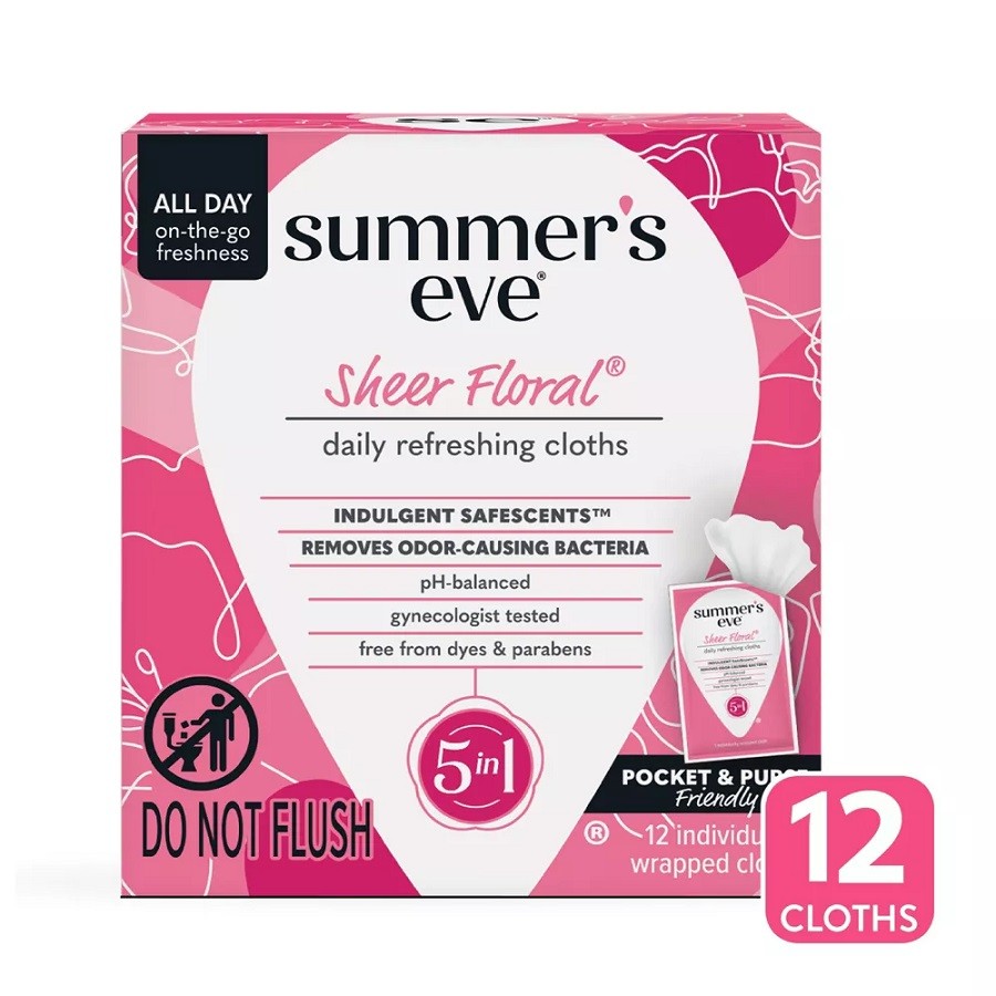Summer's Eve Sheer Floral 5-in-1 Feminine Wipes 12li