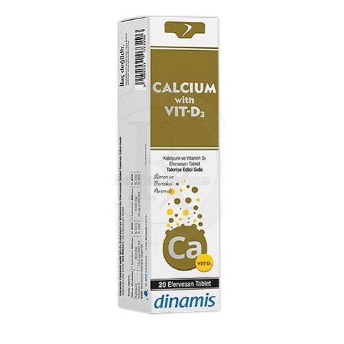 Dinamis Calcium with D3 Kalsiyum ve Vitamin D3 içerikli 20 Efervesan Tablet