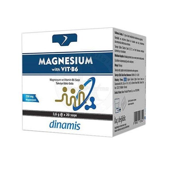 Dinamis Magnesium with Vit-B6 Magnezyum ve Vitamin B6 20 Saşe