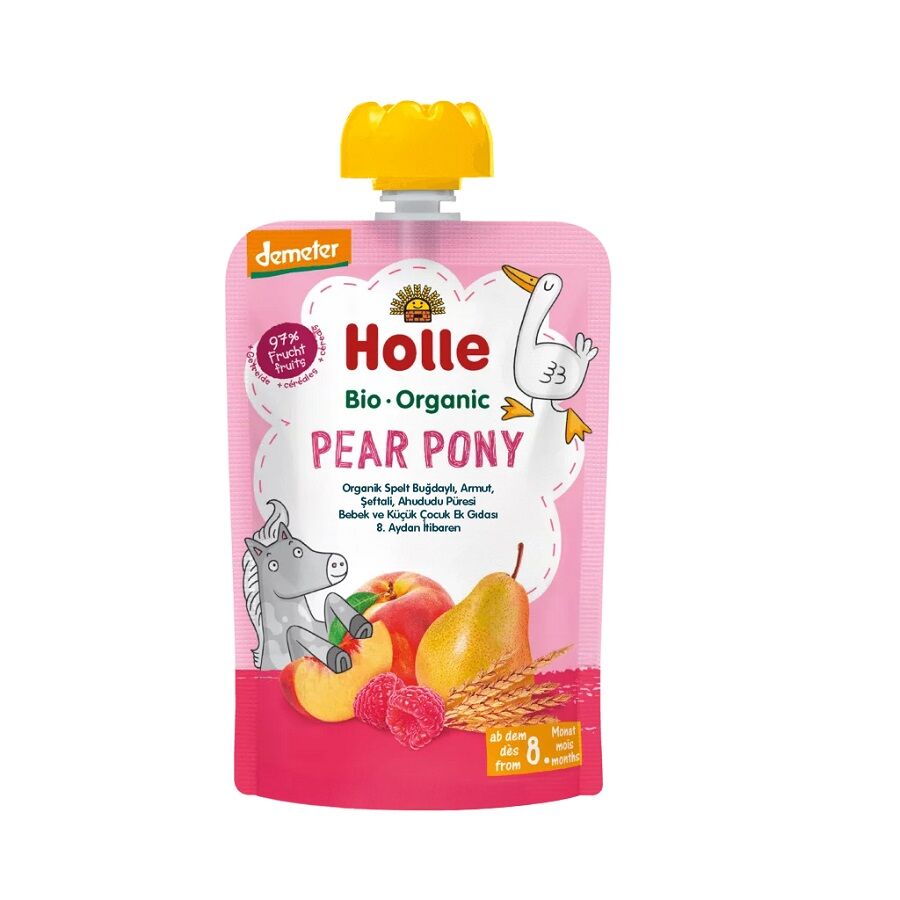 Holle Organik Pear Pony - Buğday, Armut, Şeftali, Ahududu Püresi