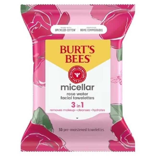 Burts Bees Yüz Temizleme Mendilleri Micellar Rose Makyaj Temizleme - Kokusuz - 30lu