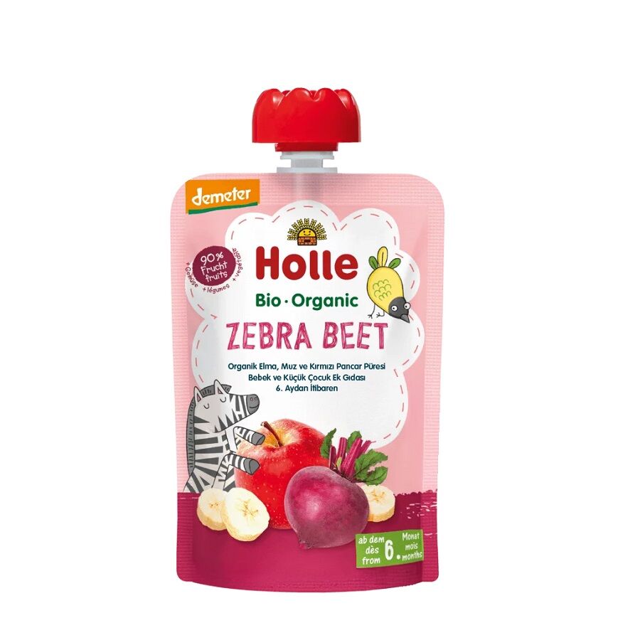 Holle Organik Zebra Beet - Elma, Muz, Kırmızı Pancar Püresi