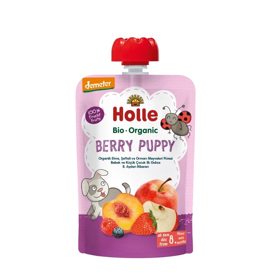Holle Organik Berry Puppy - Elma, Şeftali, Orman Meyveleri Püresi