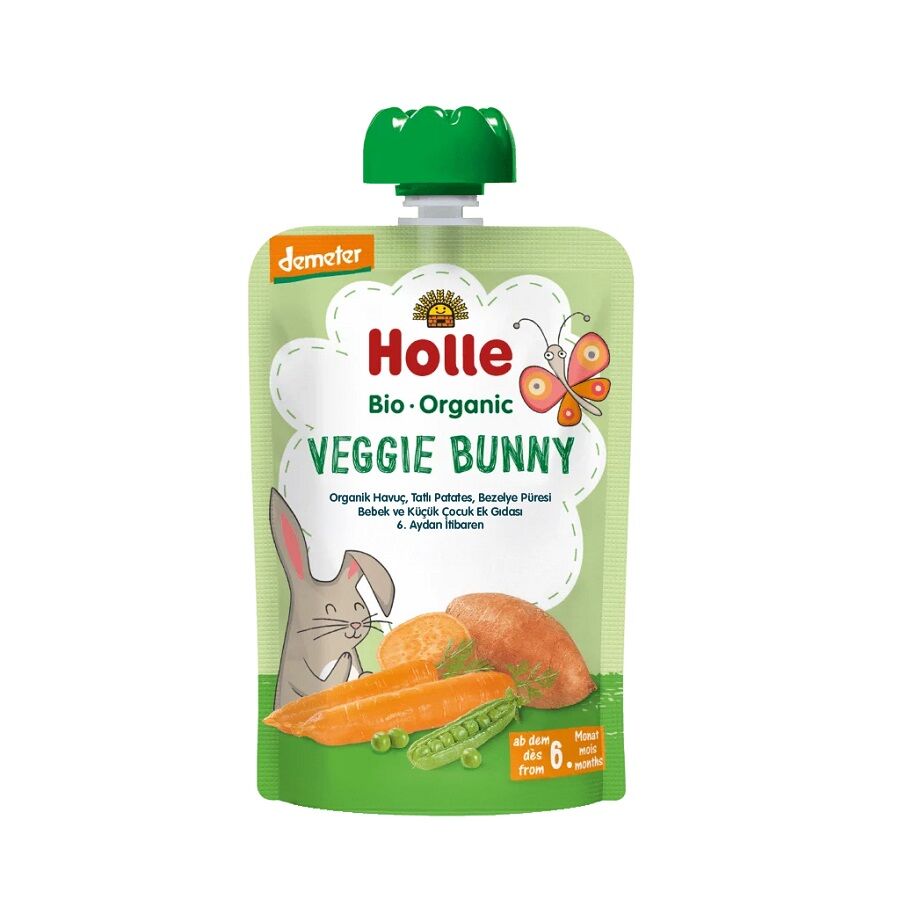 Holle Organik Veggie Bunny - Havuç, Tatlı Patates, Bezelye Püresi