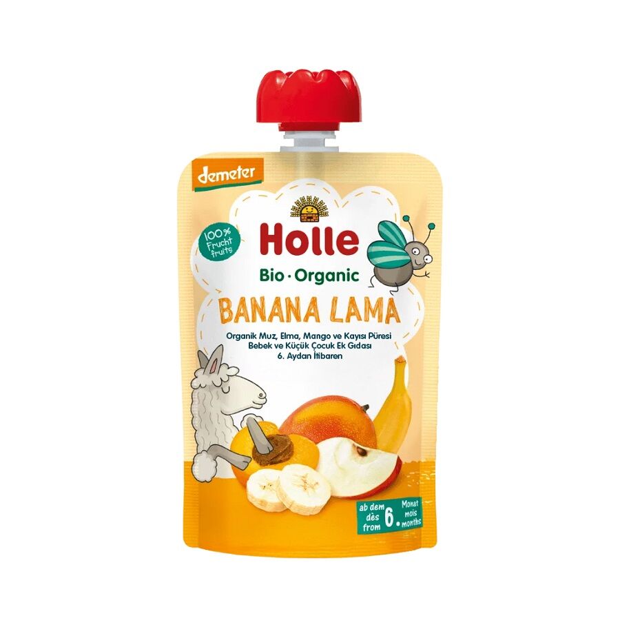 Holle Organik Banana Lama - Muz, Elma, Mango, Kayısı Püresi