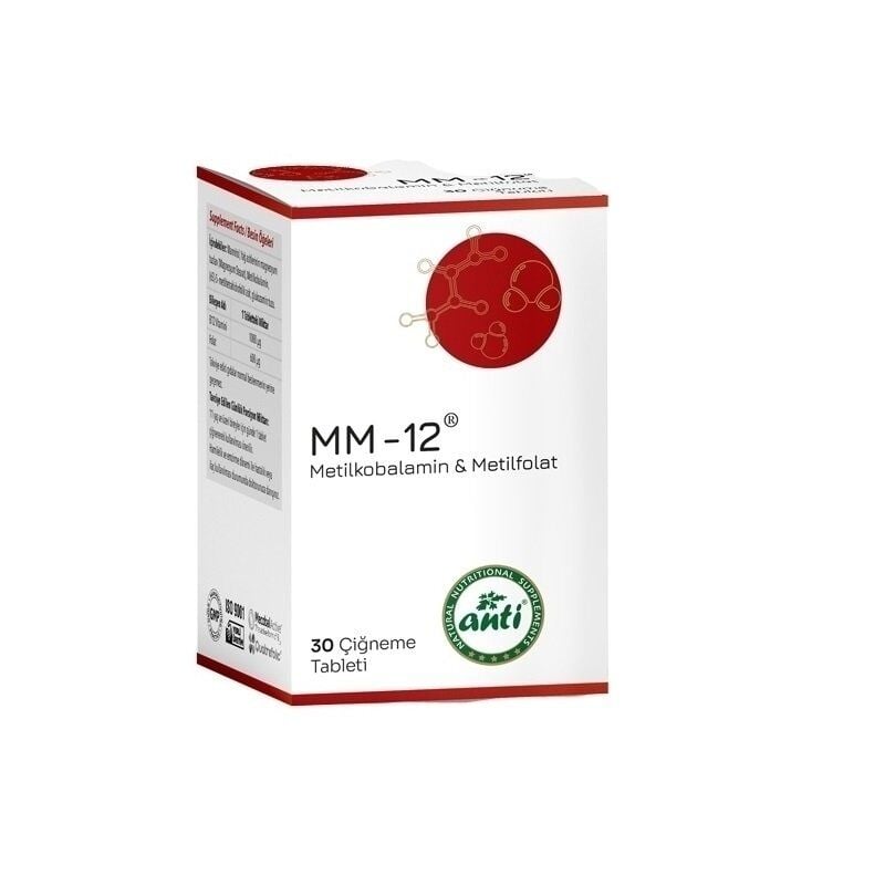 MM-12 Metilkobalamin & Metilfolat 30 Çiğneme Tablet
