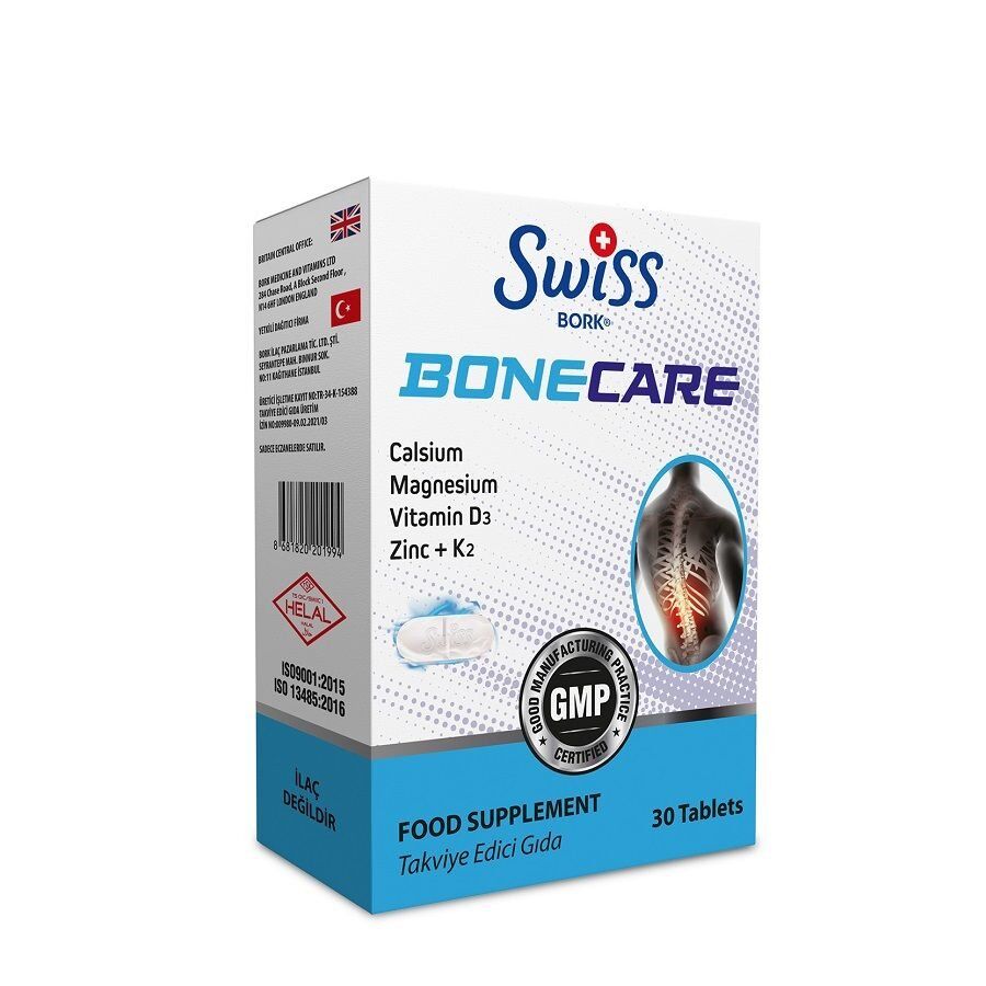 Swiss Bork Bonecare Calsium Magnesium Vitamin D3 Zinc +K2 30 Tablet