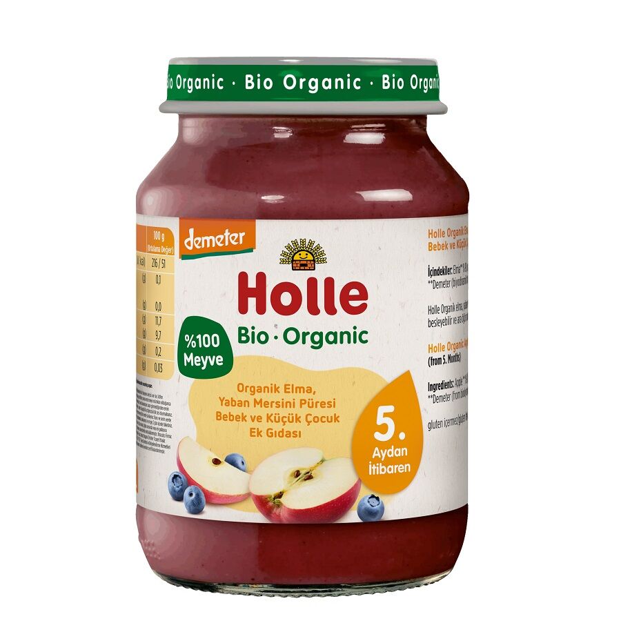 Holle Organik Elma, Yaban Mersini Püresi 190 gr