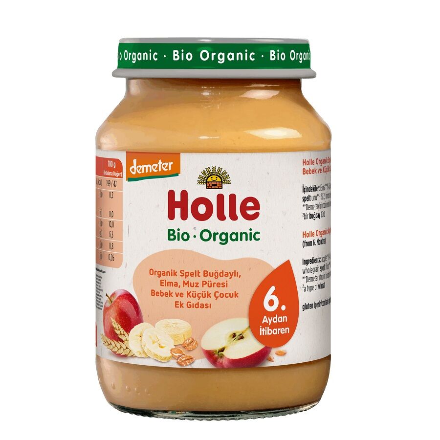 Holle Organik Spelt Buğdaylı, Elma, Muz Püresi 190 gr