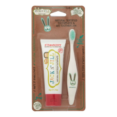 Jack N'Jill Doğal Toothbuddy Tavşan Diş Fırçası + Çilek Aromalı Diş Macunu 50 gr