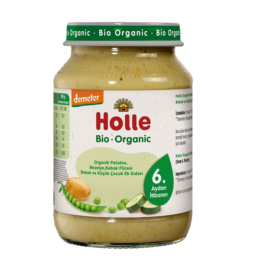Holle Organik Patates, Bezelye, Kabak Püresi 190 gr